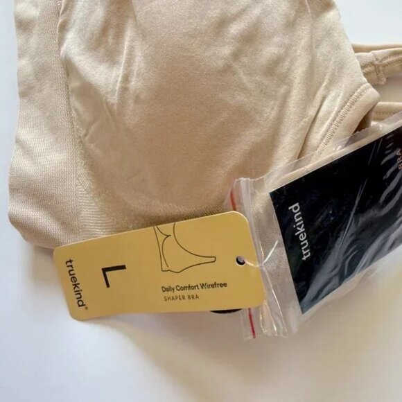 NWT Truekind Daily Comfort Wirefree Shaper Bra Chai Size Large L NEW - Picture 5 of 8